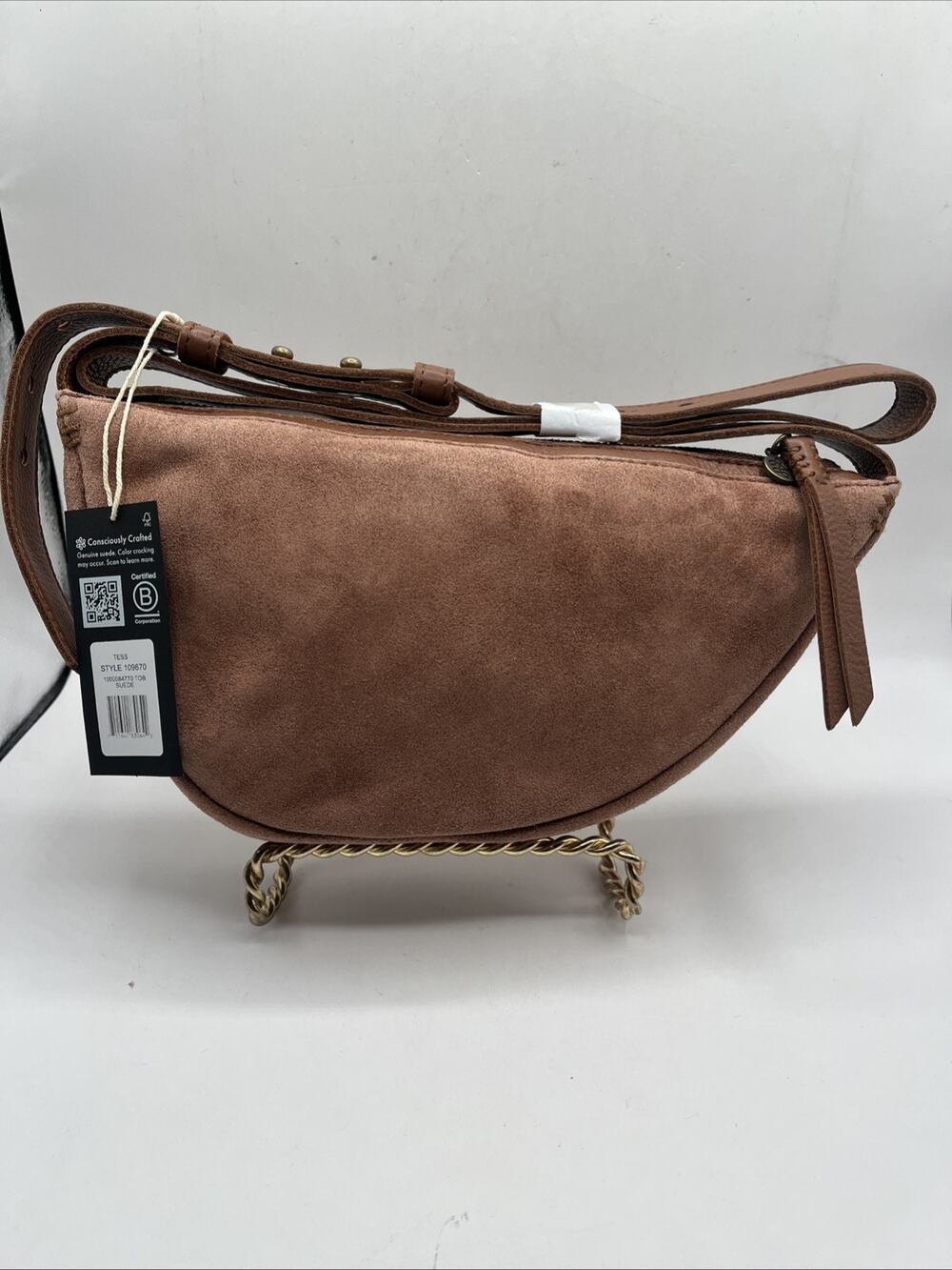 The Sak Tess Sling Bag Suede Leather Light Brown NWT